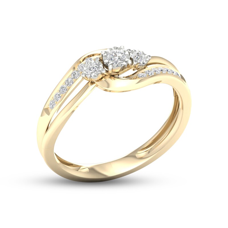 Main Image 2 of Diamond 3-Stone Ring 1/5 ct tw Round 10K Yellow Gold