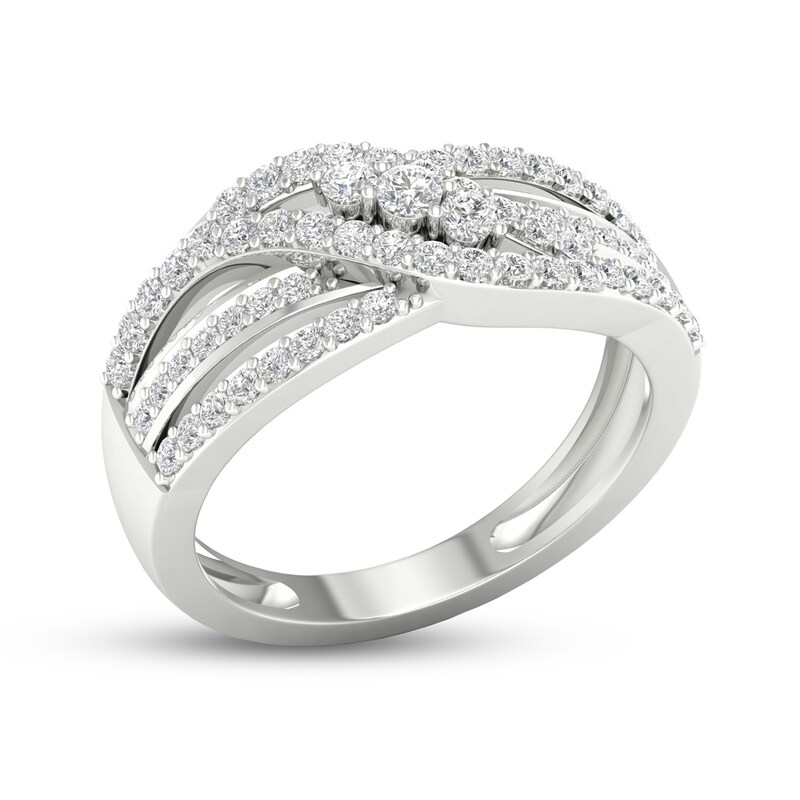 Main Image 2 of Diamond 3-Stone Ring 1/2 ct tw Round 10K White Gold