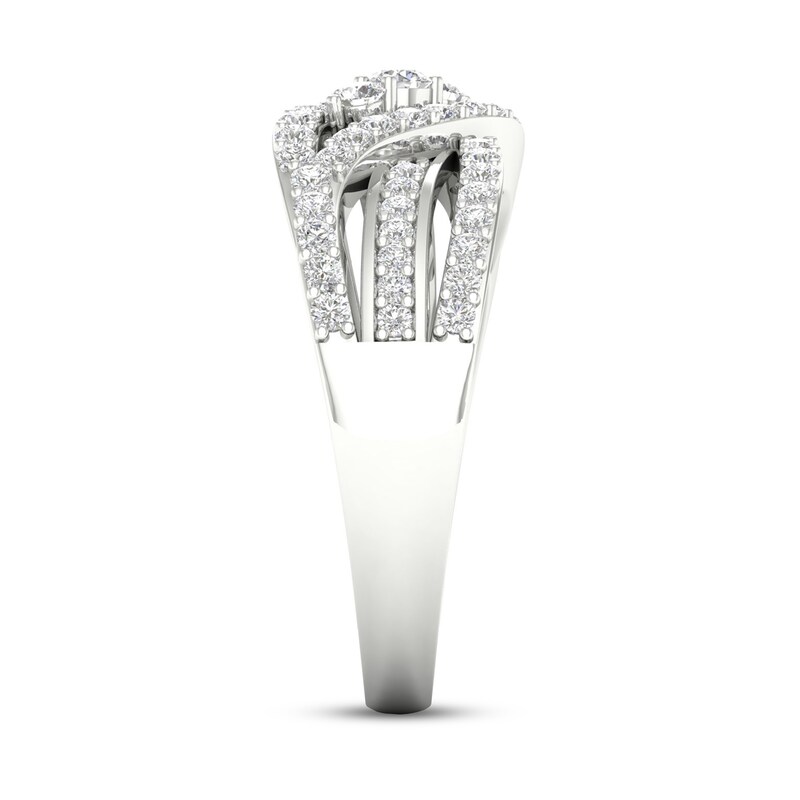 Main Image 3 of Diamond 3-Stone Ring 1/2 ct tw Round 10K White Gold