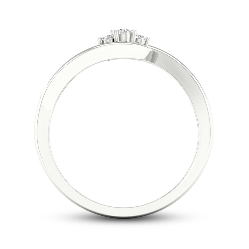 Main Image 4 of Diamond 3-Stone Ring 1/6 ct tw Round 10K White Gold