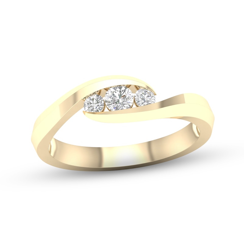 Diamond 3-Stone Ring 1/4 ct tw Round 10K Yellow Gold