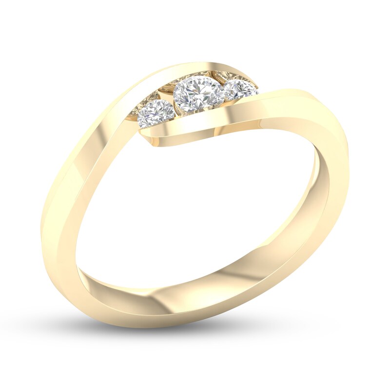 Diamond 3-Stone Ring 1/4 ct tw Round 10K Yellow Gold