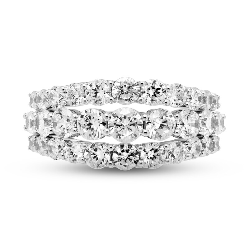 Diamond 3-Row Ring 2-1/2 ct tw Round 18K White Gold