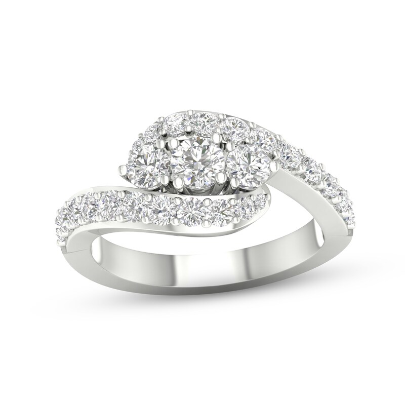 Diamond 3-Stone Ring 1-1/ ct tw Round 14K White Gold