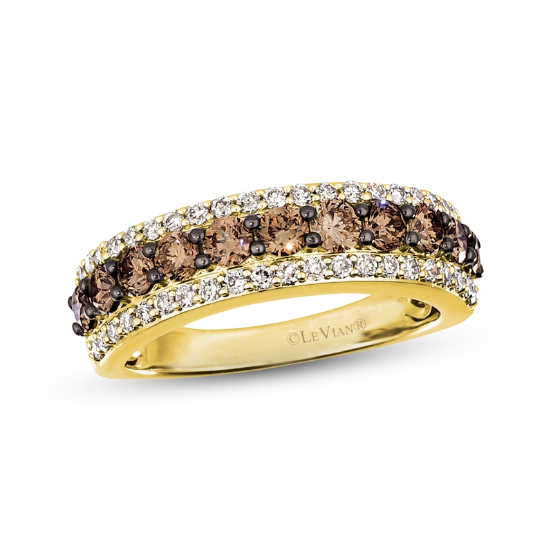 Main Image 1 of Le Vian Chocolate Diamond Ring 1-1/3 ct tw Round 14K Honey Gold