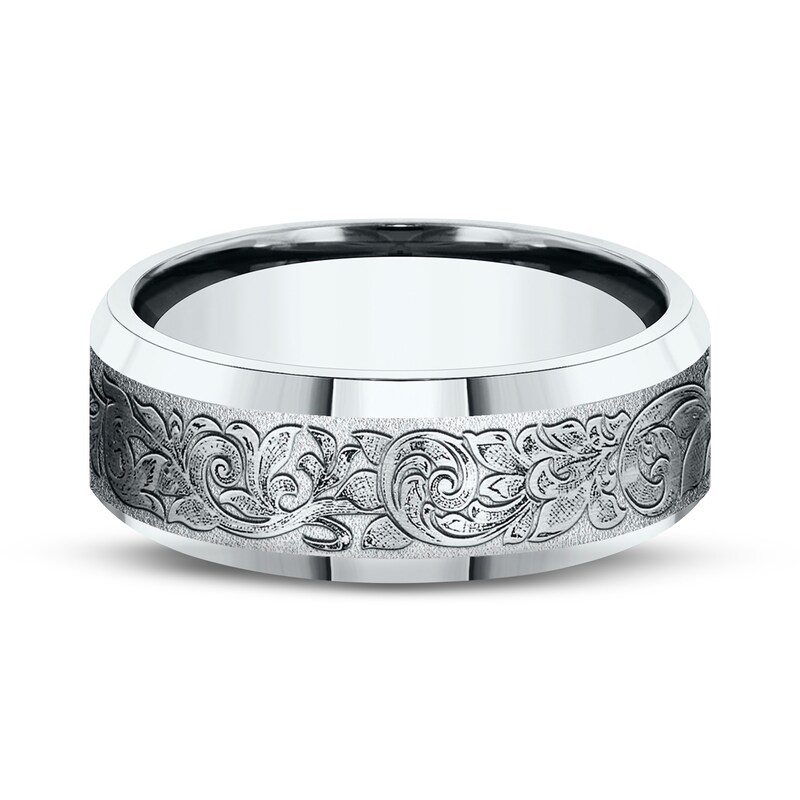 Main Image 3 of Script Wedding Band 14K White Gold 7.5mm