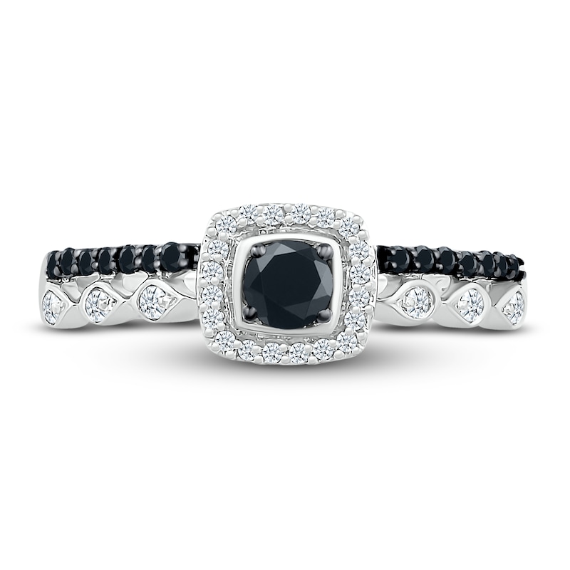 Main Image 2 of Black Diamond Ring 3/8 ct tw Round 10K White Gold