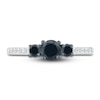 Thumbnail Image 1 of Black Diamond 3-Stone Ring 1/2 ct tw Round 10K White Gold