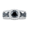Thumbnail Image 2 of Black & White Diamond Ring 1-1/2 ct tw Round 10K White Gold