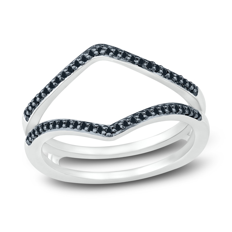 Main Image 1 of Black Diamond Anniversary Enhancer Ring 1/6 ct tw Round 10K White Gold