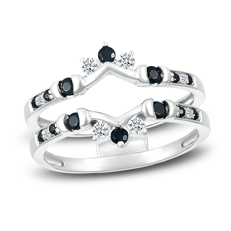Main Image 1 of Black Diamond Anniversary Enhancer Ring 3/8 ct tw Round 10K White Gold