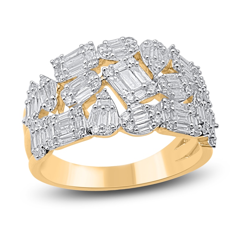 Main Image 1 of Diamond Ring 1 ct tw Round/Baguette 14K Yellow Gold