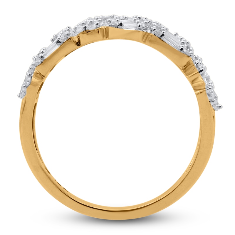 Main Image 2 of Diamond Ring 1 ct tw Round/Baguette 14K Yellow Gold