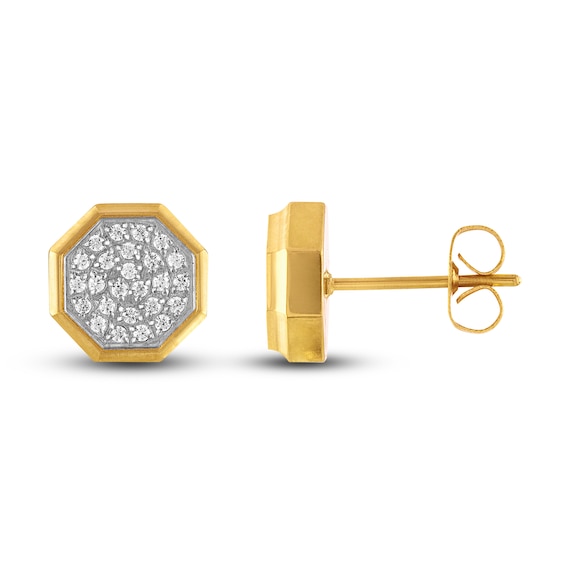 Mens Diamond Earrings 14 ct tw Round Yellow IonPlated Stainless Steel