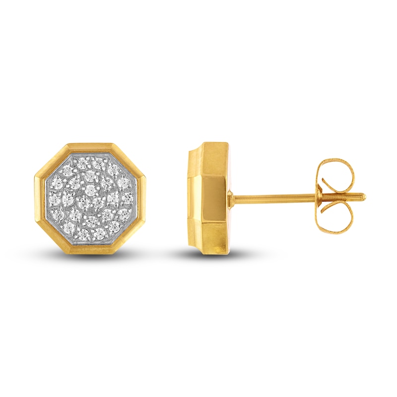 Men's Diamond Earrings 1/4 ct tw Round Yellow Ion-Plated Stainless Steel