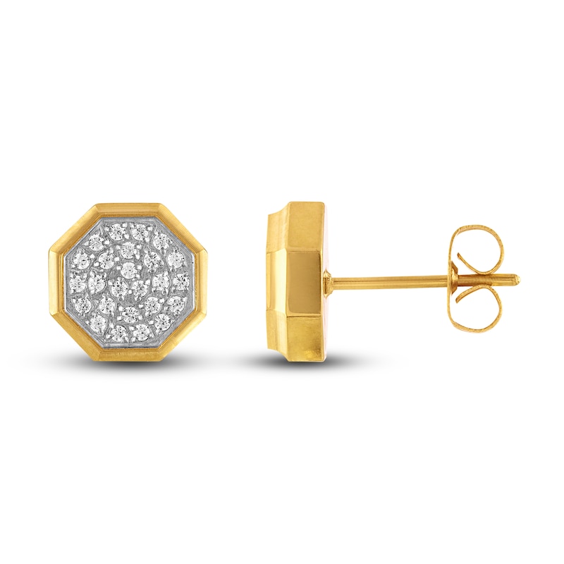 Main Image 1 of Men's Diamond Earrings 1/4 ct tw Round Yellow Ion-Plated Stainless Steel