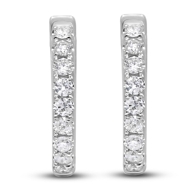 Main Image 1 of Diamond Hoop Earrings 1/3 ct tw Round 14K White Gold