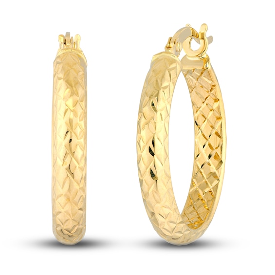 Jared The Galleria Of Jewelry Diamond-Cut In/Out Hoop Earrings 14K Yellow Gold 20mm