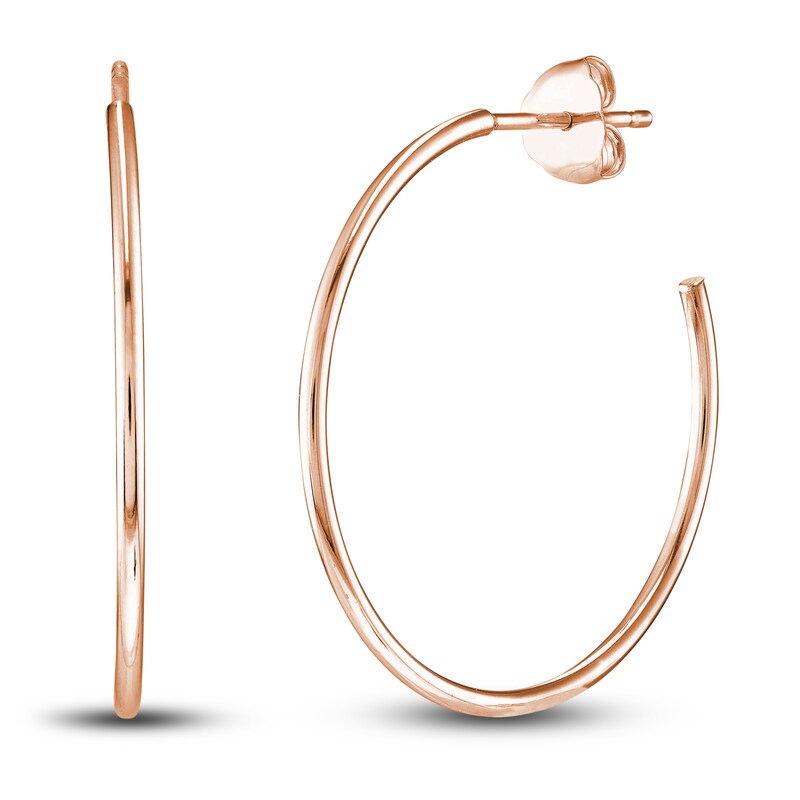 Main Image 1 of Round Wire Hoop Earrings 14K Rose Gold 25mm