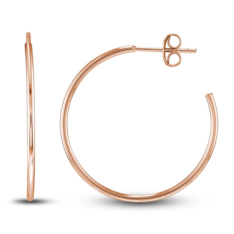 Main Image 2 of Round Wire Hoop Earrings 14K Rose Gold 25mm