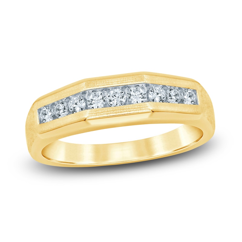 Main Image 1 of Men's Diamond Wedding Band 1/2 ct tw Round 14K Yellow Gold