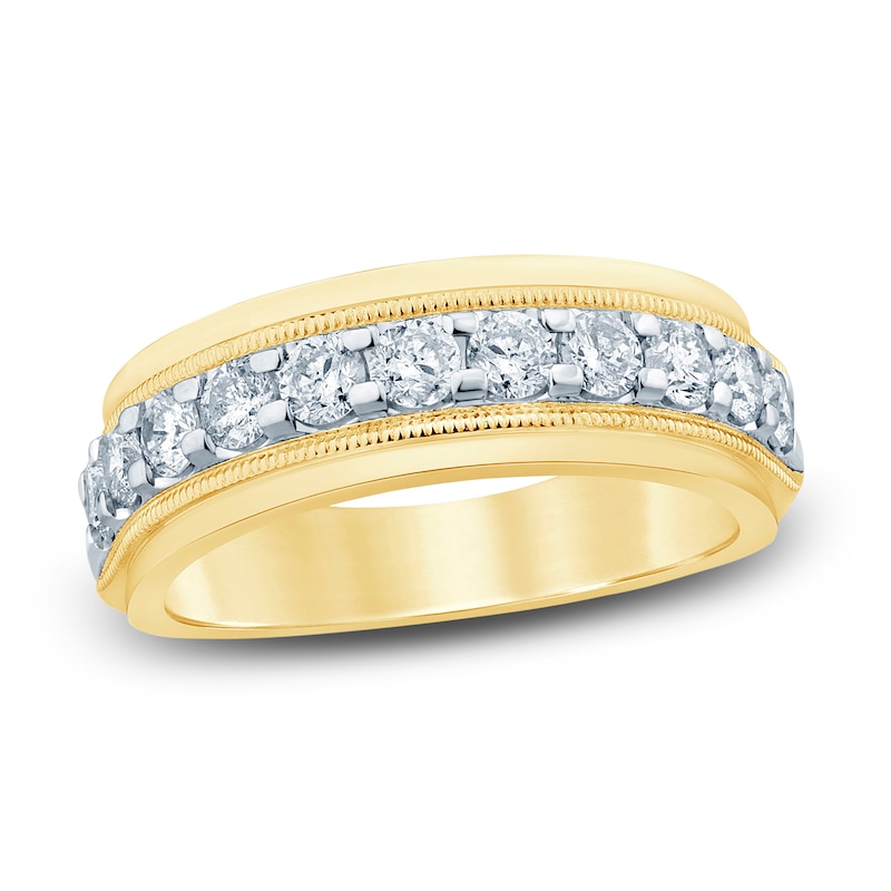 Main Image 1 of Men's Diamond Wedding Band 1 ct tw Round 14K Yellow Gold