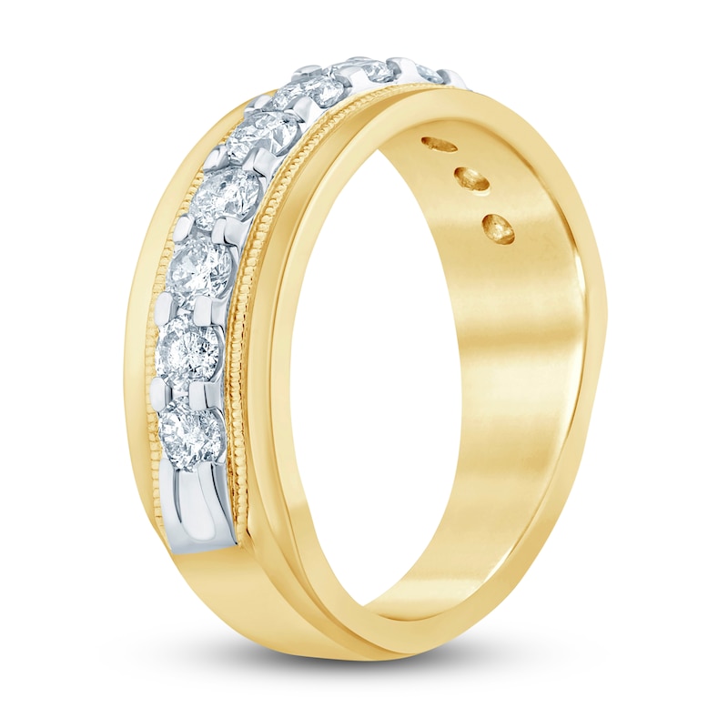 Main Image 2 of Men's Diamond Wedding Band 1 ct tw Round 14K Yellow Gold