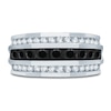 Thumbnail Image 3 of Men's Black & White Diamond Anniversary Ring 2 ct tw Round 10K White Gold