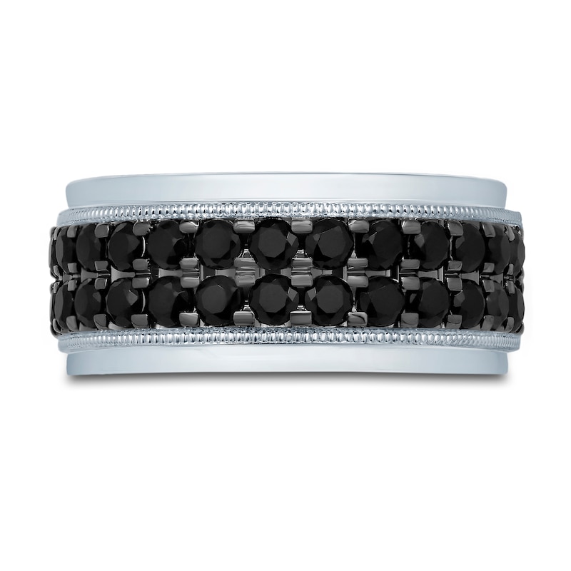 Main Image 3 of Men's Black Diamond Anniversary Ring 2 ct tw Round 10K White Gold