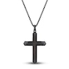 Thumbnail Image 1 of Men's Black Wooden Cross Pendant Necklace Stainless Steel 24"