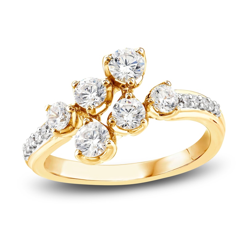 Diamond Bypass Ring 1 ct tw Round 14K Yellow Gold