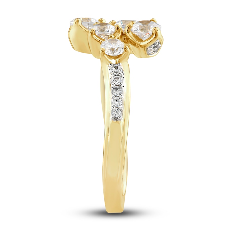 Diamond Bypass Ring 1 ct tw Round 14K Yellow Gold