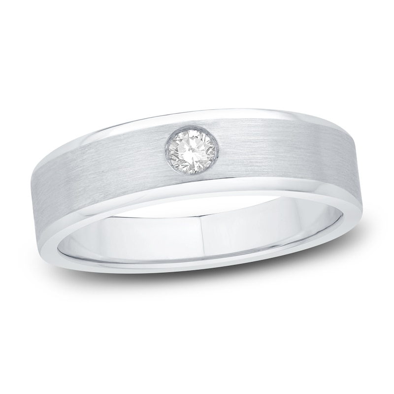 Main Image 1 of Men's Diamond Wedding Band 1/8 ct tw Round 10K White Gold
