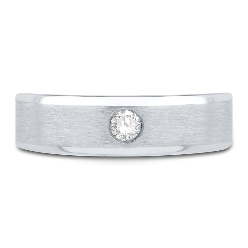 Main Image 2 of Men's Diamond Wedding Band 1/8 ct tw Round 10K White Gold