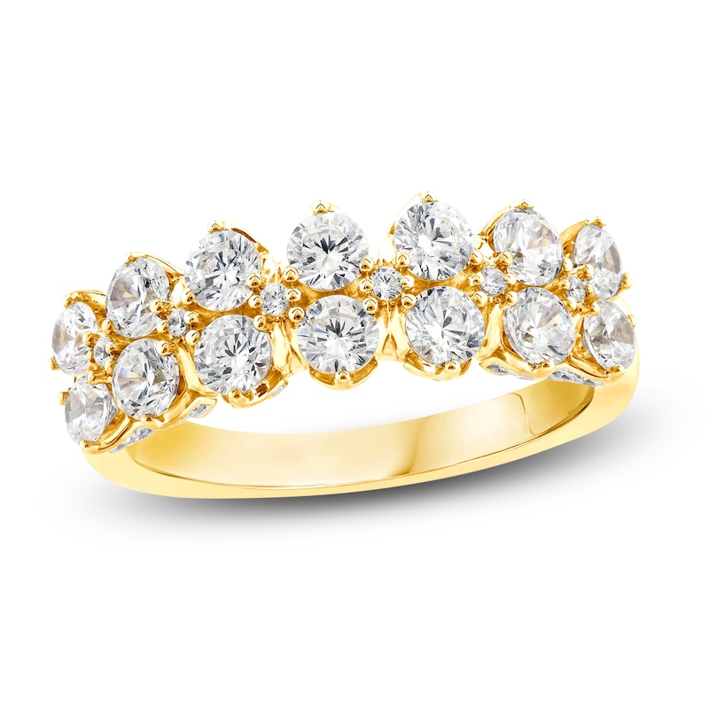 Diamond Double Row Ring 1-1/2 ct tw Round 14K Yellow Gold