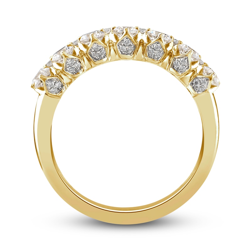 Main Image 3 of Diamond Double Row Ring 1-1/2 ct tw Round 14K Yellow Gold