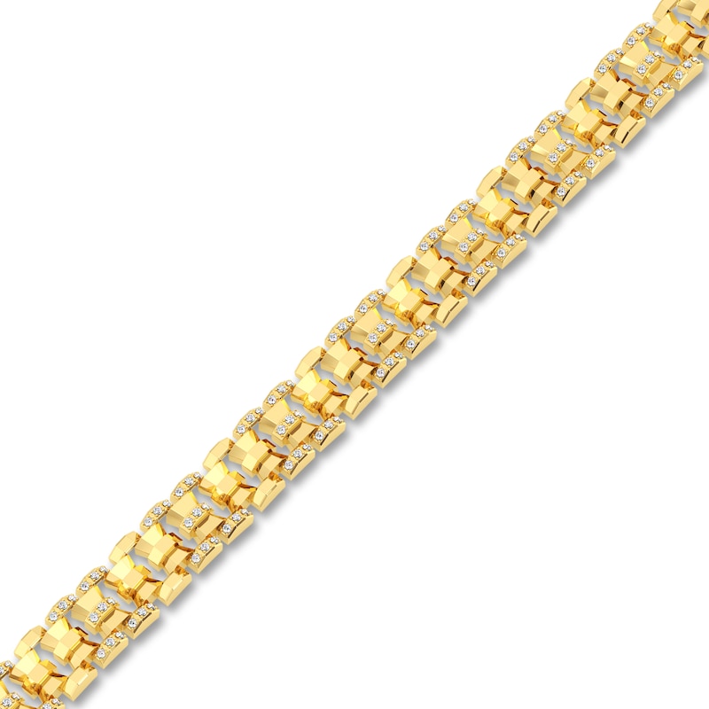 Main Image 2 of Men's Diamond Bracelet 1 ct tw 14K Yellow Gold 8.5"