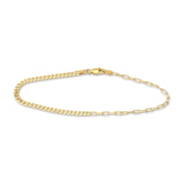 Solid Paperclip/Curb Bracelet 14K Yellow Gold 7.5"