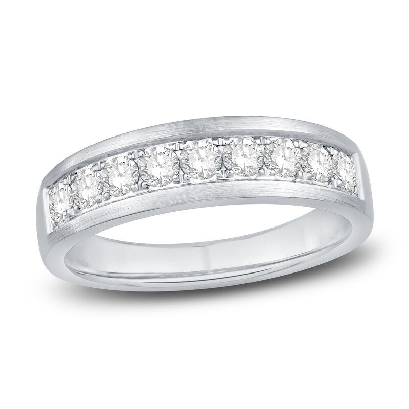 Main Image 1 of Men's Diamond Wedding Band 3/4 ct tw Round 14K White Gold
