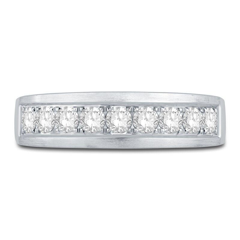 Main Image 2 of Men's Diamond Wedding Band 3/4 ct tw Round 14K White Gold