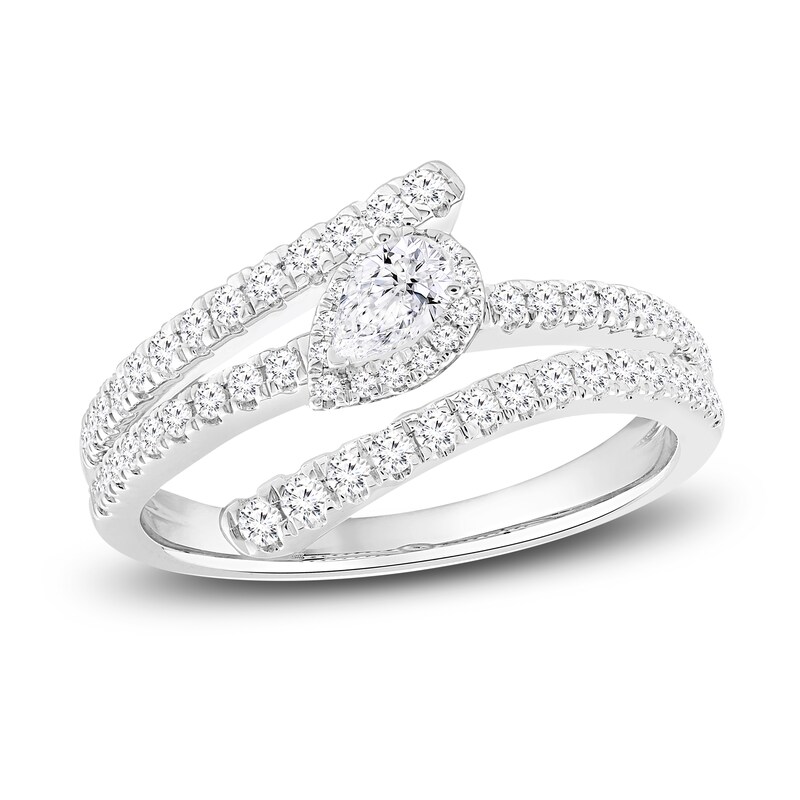 Main Image 1 of Diamond Ring 3/4 ct tw Pear/Round 10K White Gold