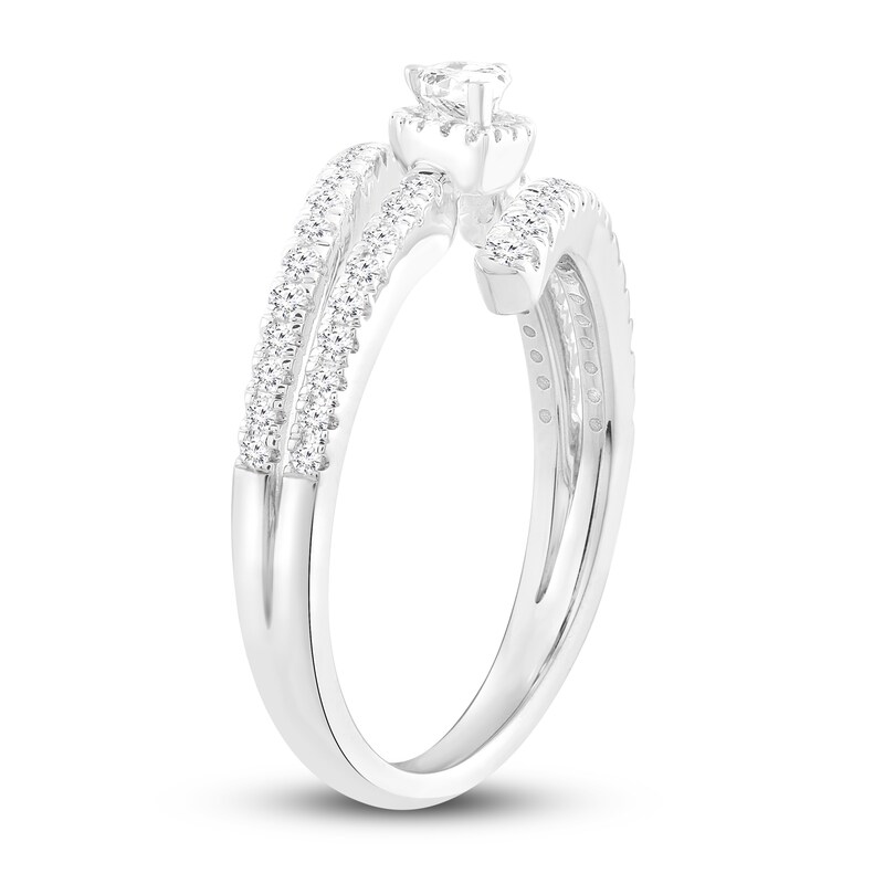 Main Image 2 of Diamond Ring 3/4 ct tw Pear/Round 10K White Gold