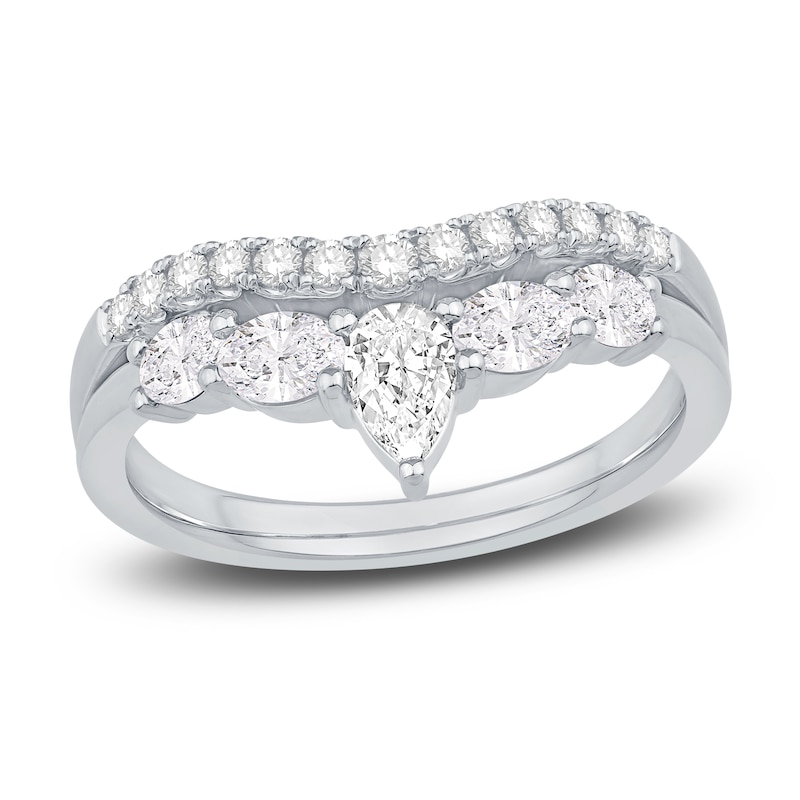 Main Image 1 of Diamond Contour Band 7/8 ct tw Round/Pear /Oval 14K White Gold