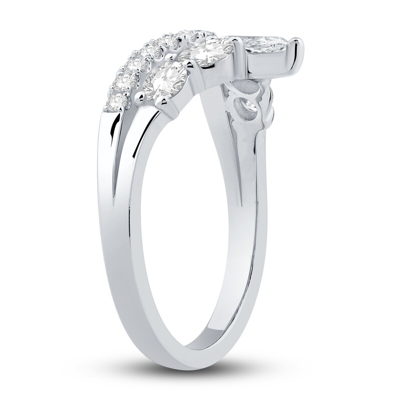 Main Image 2 of Diamond Contour Band 7/8 ct tw Round/Pear /Oval 14K White Gold