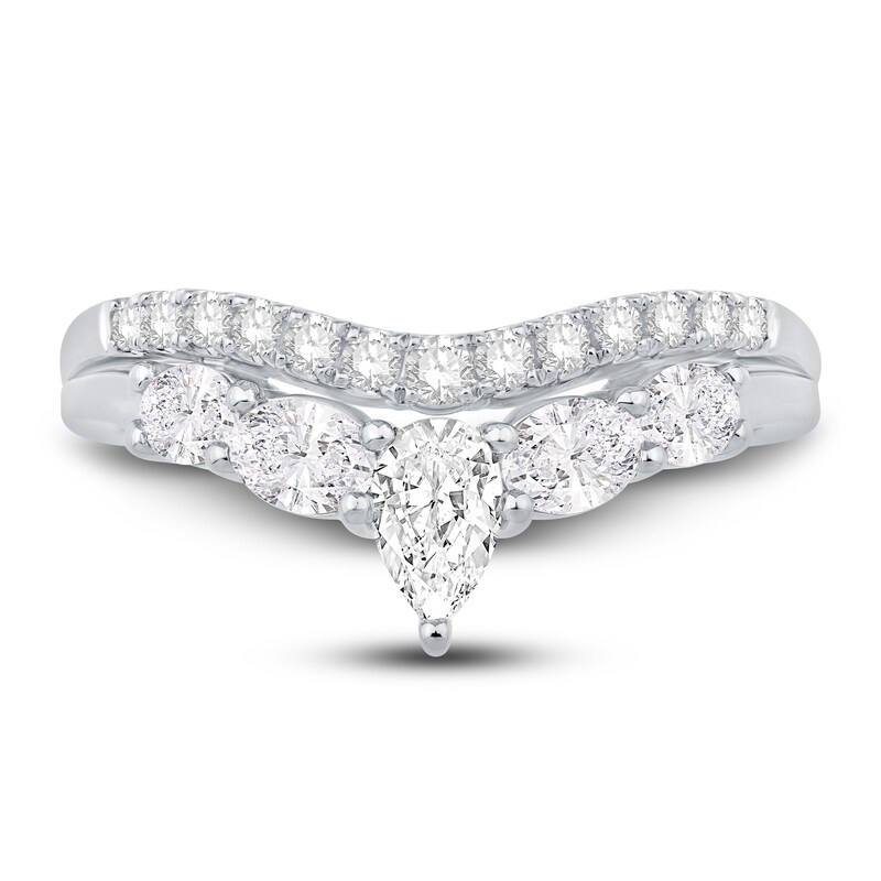 Main Image 3 of Diamond Contour Band 7/8 ct tw Round/Pear /Oval 14K White Gold