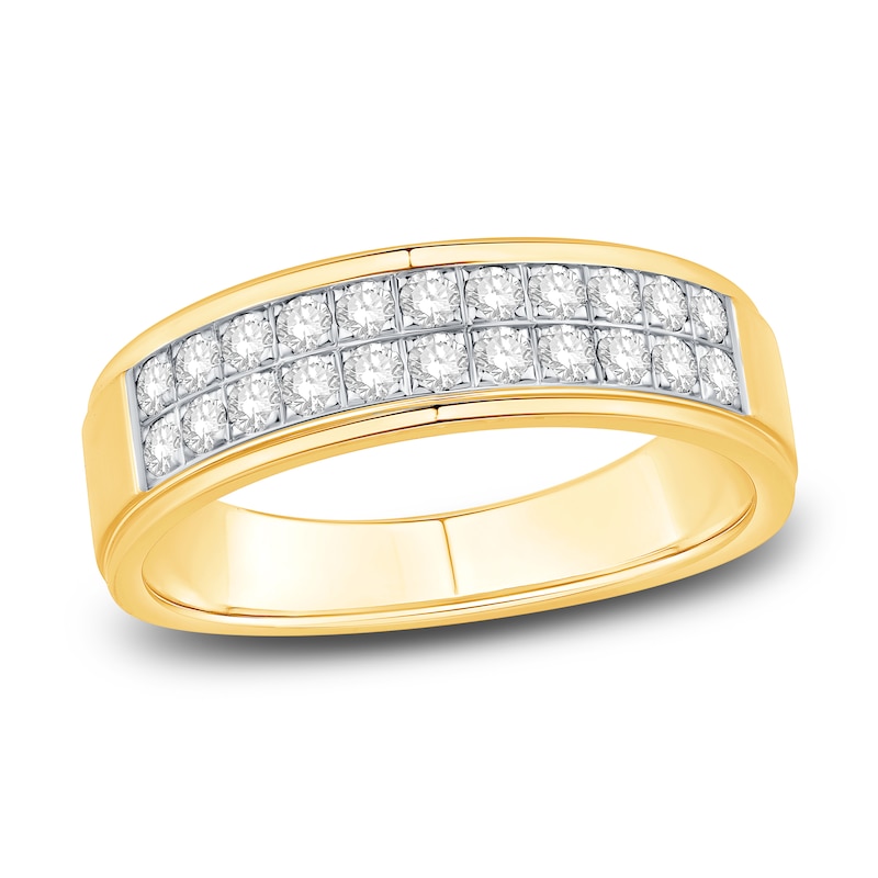 Main Image 1 of Men's Diamond Wedding Band 1/2 ct tw Round 14K Yellow Gold
