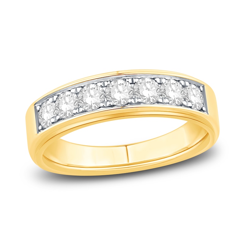 Main Image 1 of Men's Diamond Wedding Band 1 ct tw Round 14K Yellow Gold