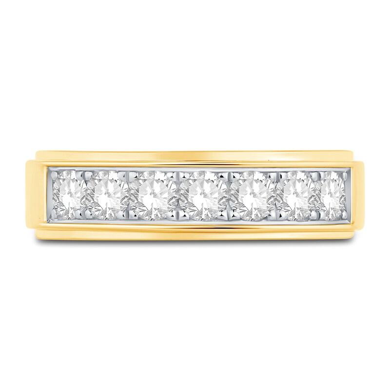 Main Image 2 of Men's Diamond Wedding Band 1 ct tw Round 14K Yellow Gold