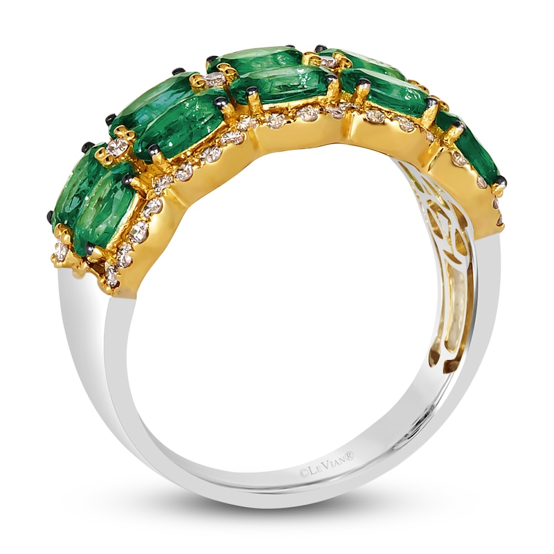 Main Image 2 of Le Vian Natural Emerald Ring 1/3 ct tw Diamonds Platinum/14K Two-Tone Gold