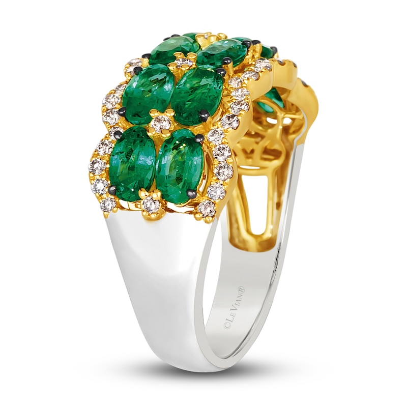 Main Image 4 of Le Vian Natural Emerald Ring 1/3 ct tw Diamonds Platinum/14K Two-Tone Gold